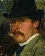 Paul Raud Self-Portrait with a Hat oil